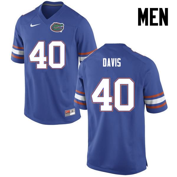 Men's NCAA Florida Gators Jarrad Davis #40 Stitched Authentic Nike Blue College Football Jersey RKA8165BS